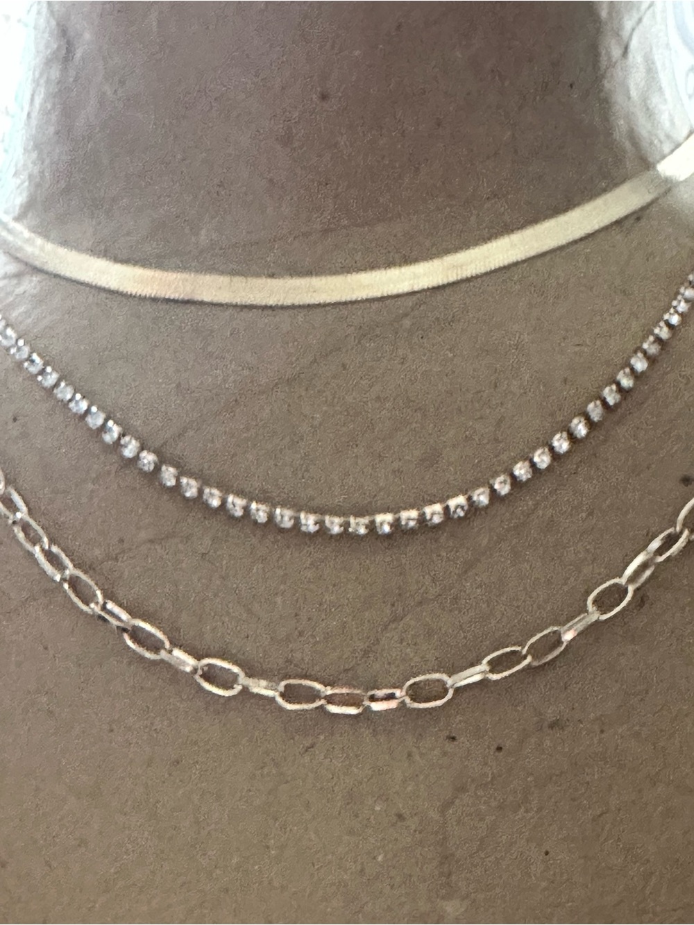 Layered Triple-Chain Necklace Set in gold Tone